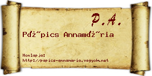Pápics Annamária névjegykártya